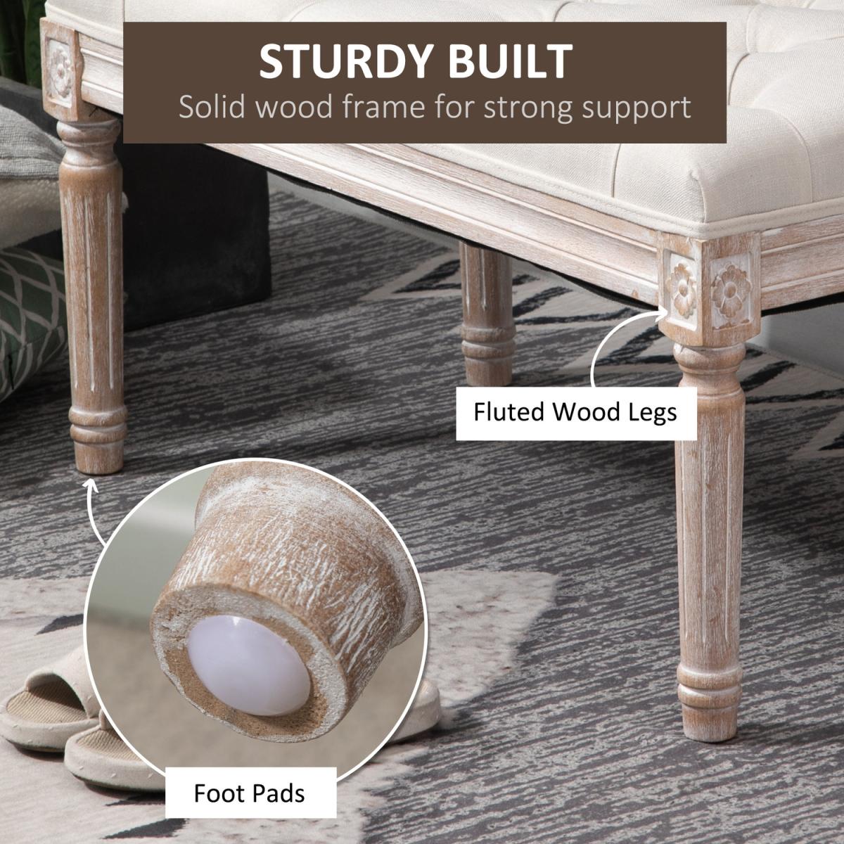 Tufted Upholstered Accent Bench - Beige – image 4