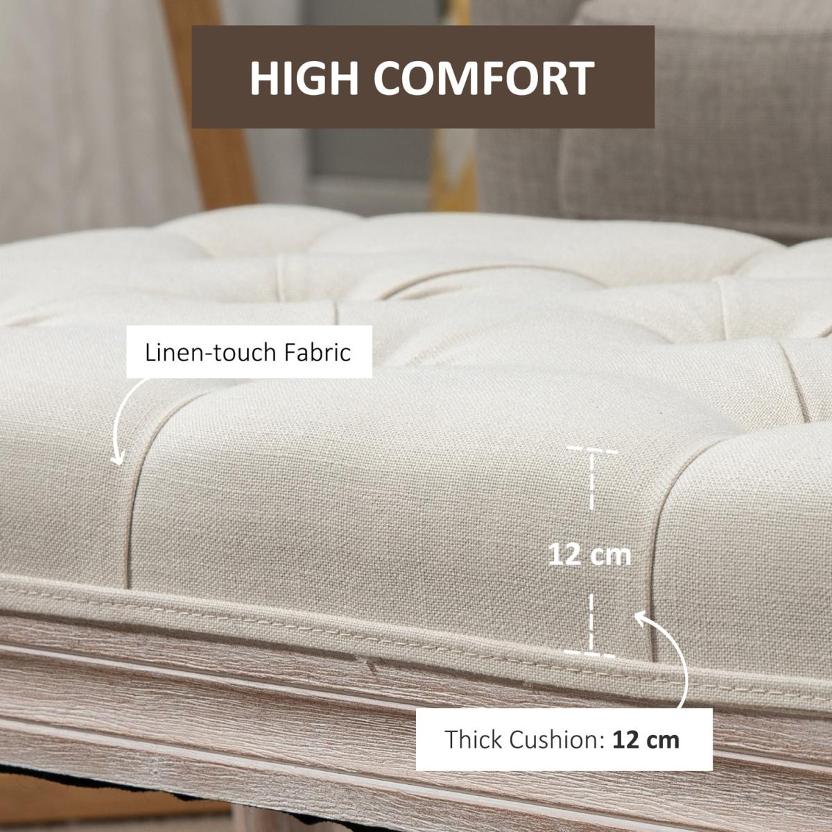 Tufted Upholstered Accent Bench - Beige – image 5