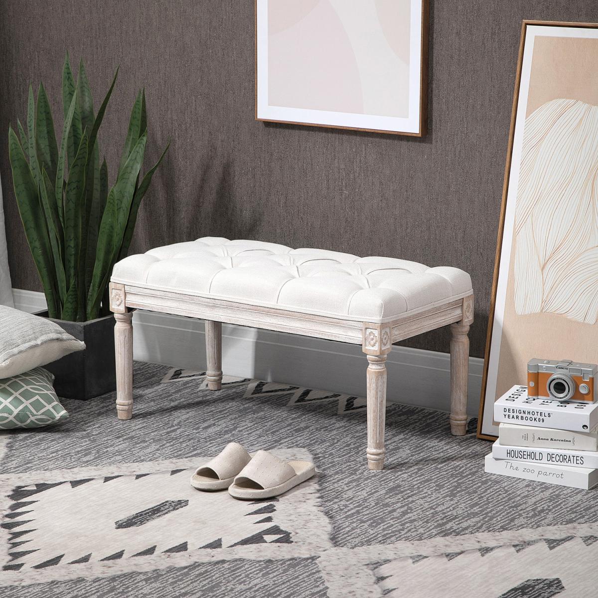 Tufted Upholstered Accent Bench - Beige – image 1