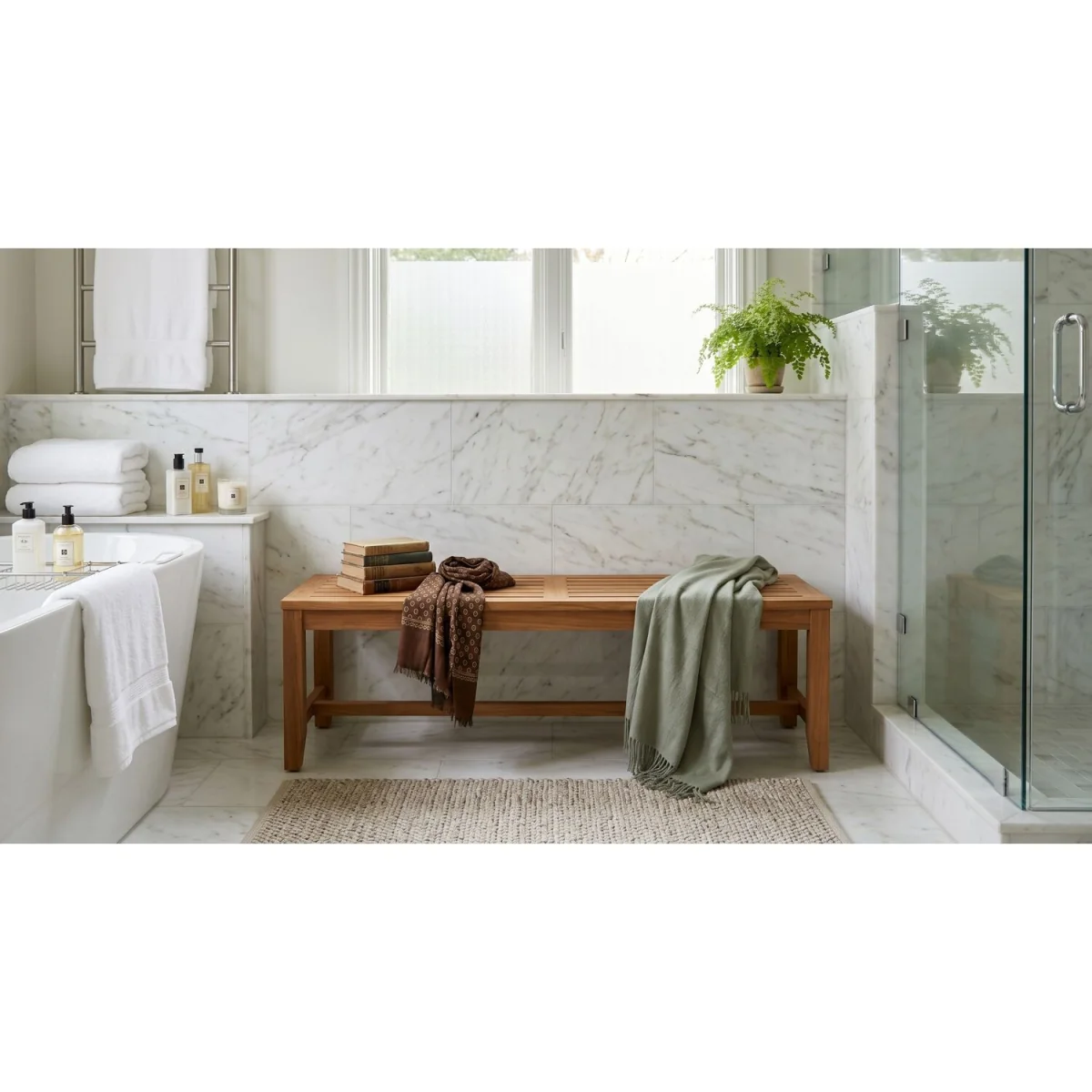 Coniston 2 Seater Wooden Indoor Bench Stool - Brown – image 5