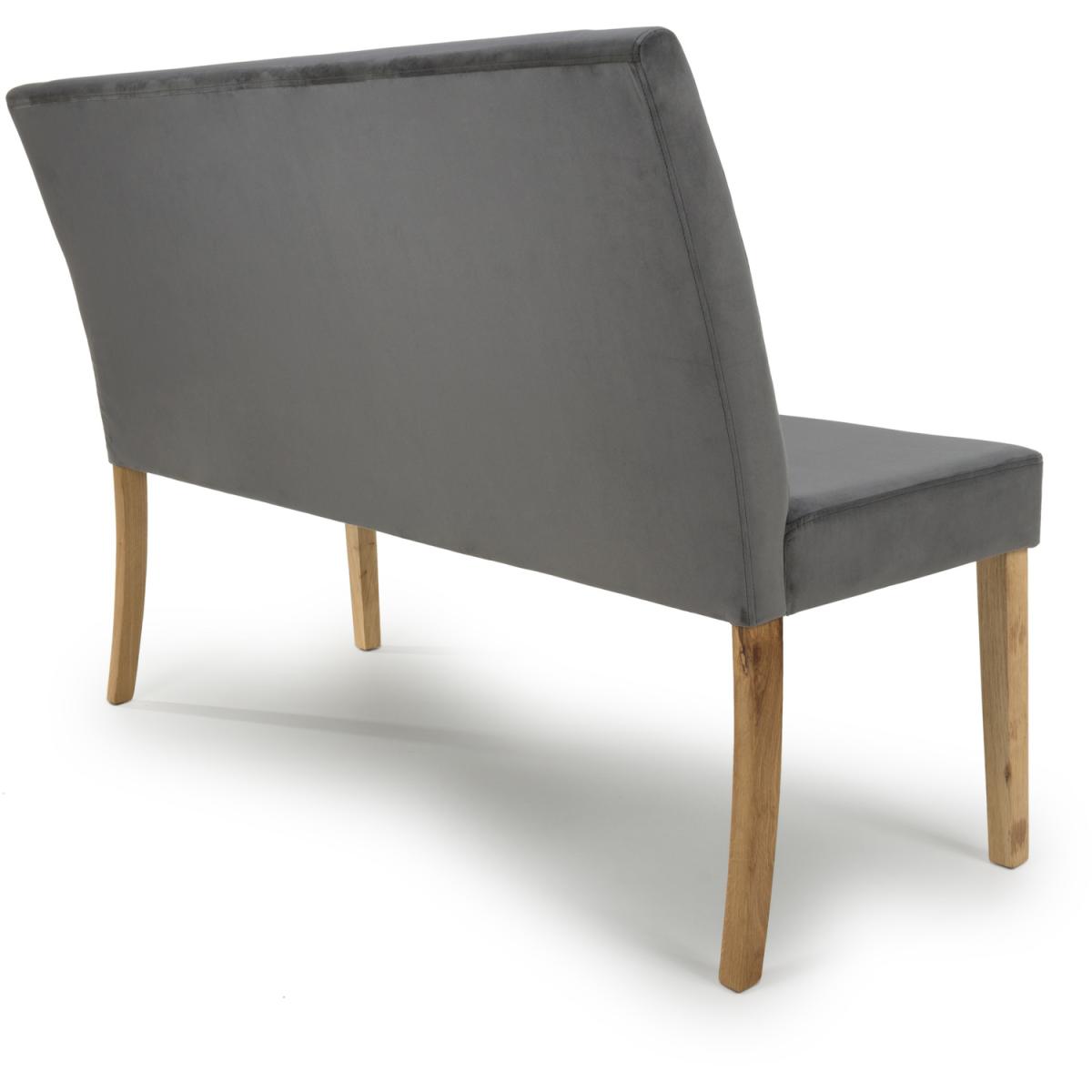 Durham Large Backed Brushed Velvet Grey Bench - Grey – image 2
