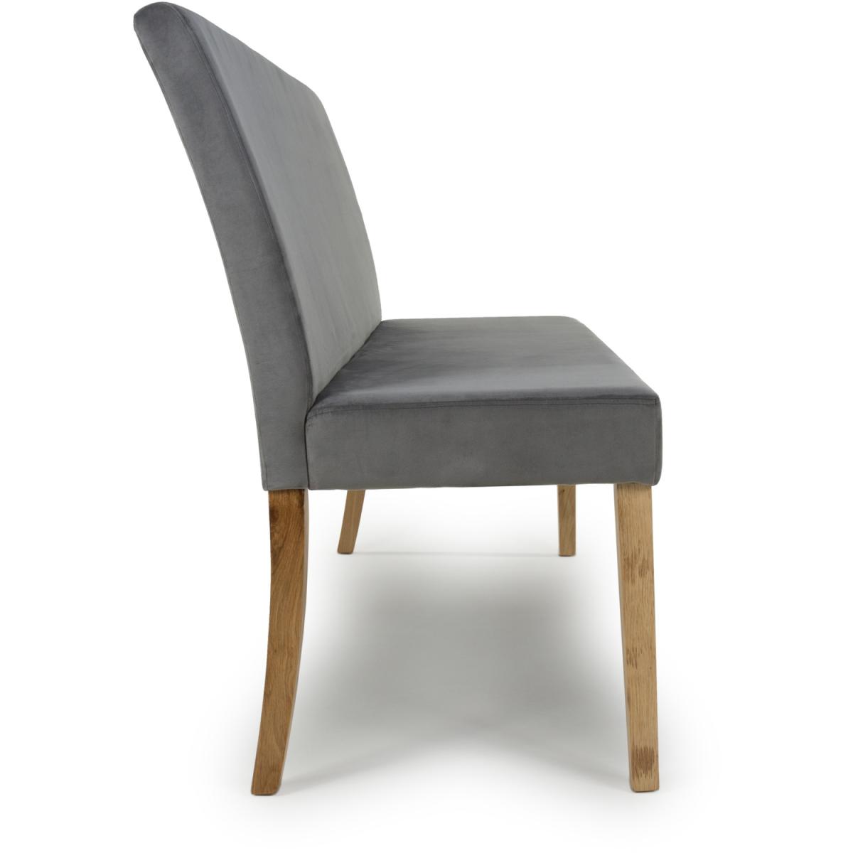 Durham Large Backed Brushed Velvet Grey Bench - Grey – image 3
