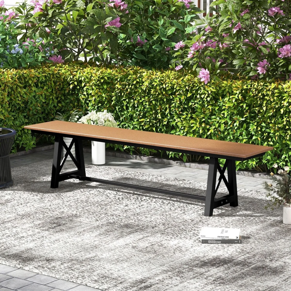 Backless 4-Seater 183cm Patio Bench - Brown – image 2