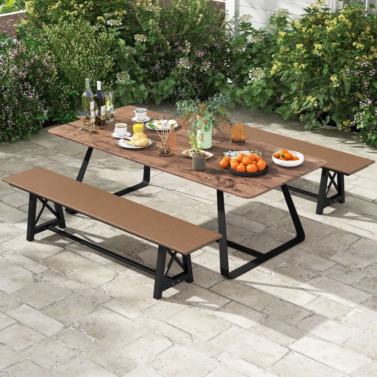 Backless 4-Seater 183cm Patio Bench - Brown – image 5