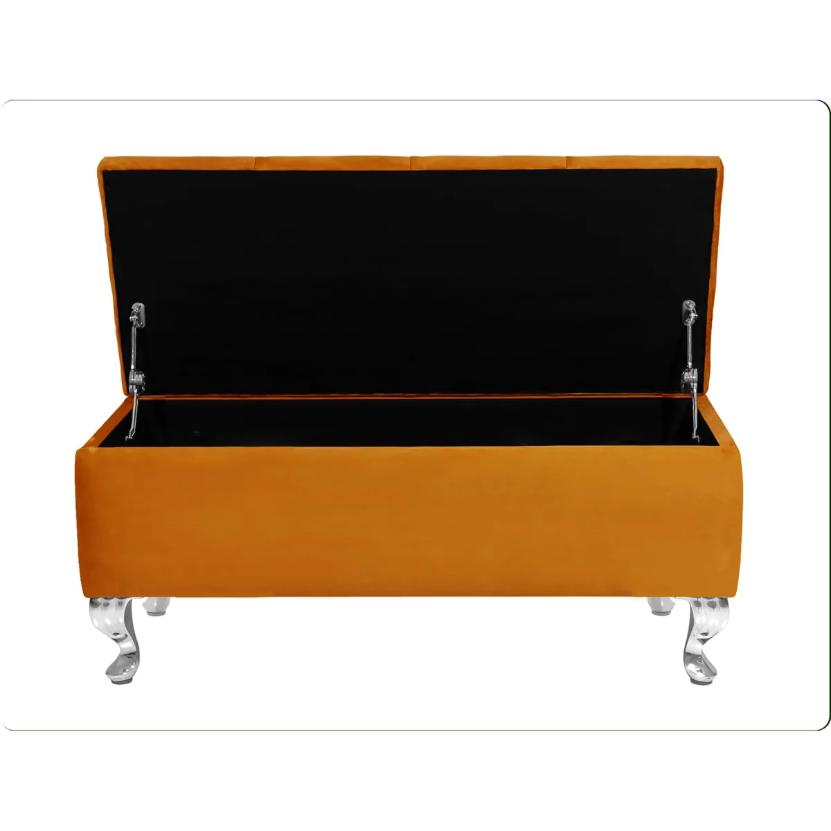 180cm Chesterfield Ottoman Storage Bench, Teal Tufted Upholstered Velvet Ottoman Footstool - Burnt Orange Plush Velvet – image 2