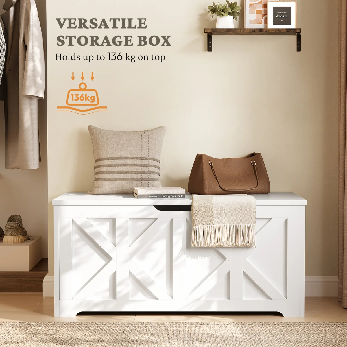 Yaheetech Wooden Storage Bench for Hallway Bedroom - Rustic Brown – image 6