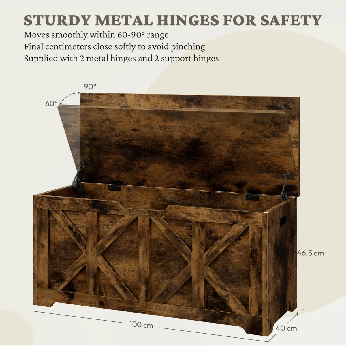 Yaheetech Wooden Storage Bench for Hallway Bedroom - Rustic Brown – image 8