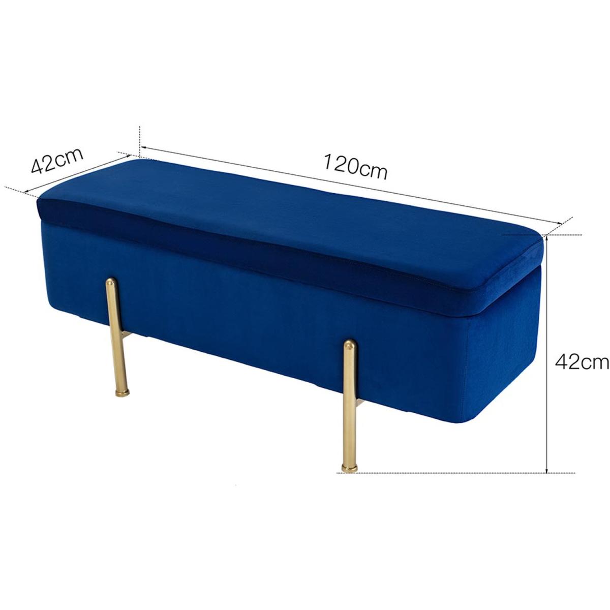 Marta Velvet Storage Ottoman Bench - Blue – image 2