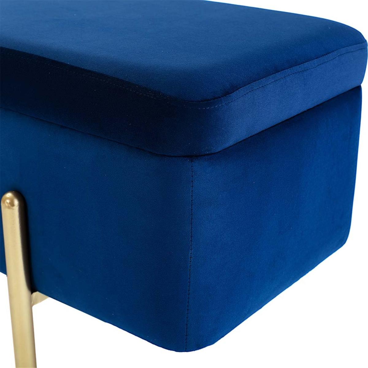 Marta Velvet Storage Ottoman Bench - Blue – image 5