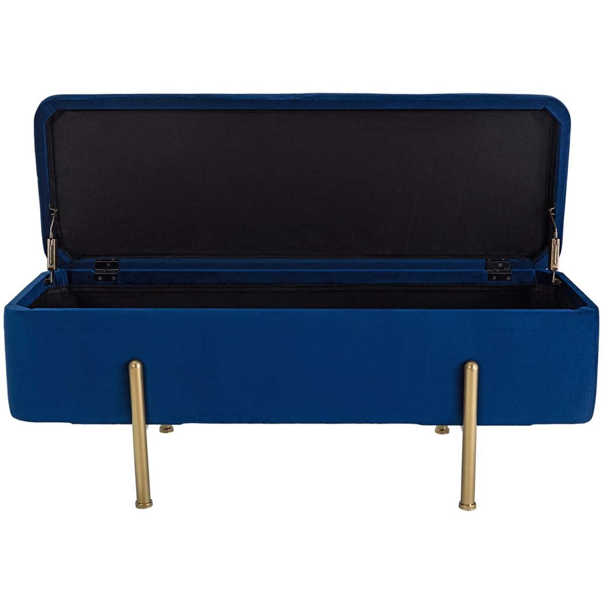 Marta Velvet Storage Ottoman Bench - Blue – image 6