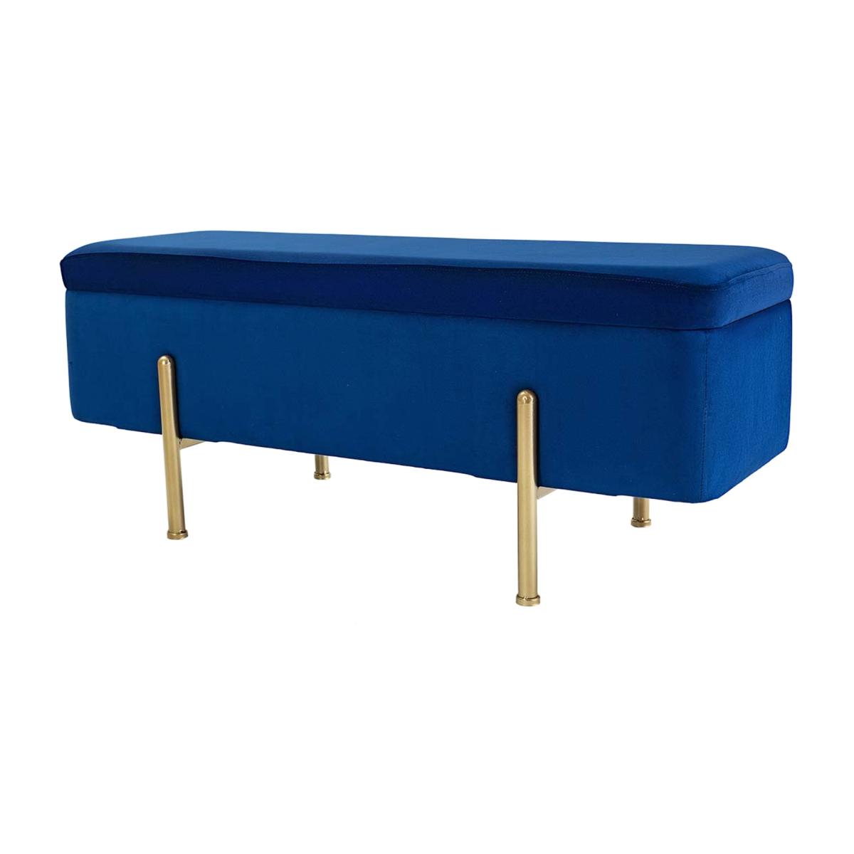 Marta Velvet Storage Ottoman Bench - Blue – image 1