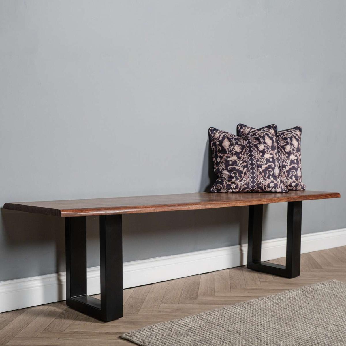 Solid Mango Wooden Live Edge Dining Hall Shoe Bench - Brown