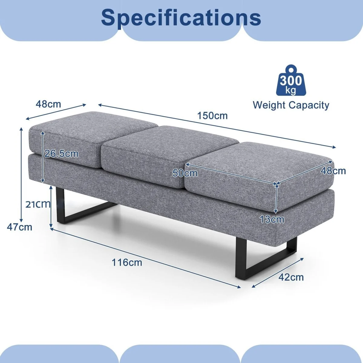 Upholstered Reception Bench – image 3