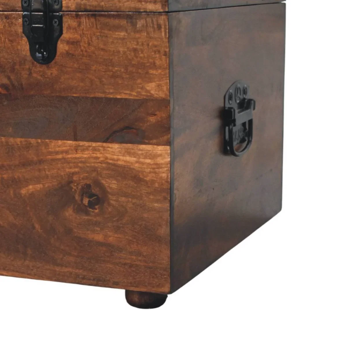Brown Buffalo hide leather Storage Trunk - Brown – image 5