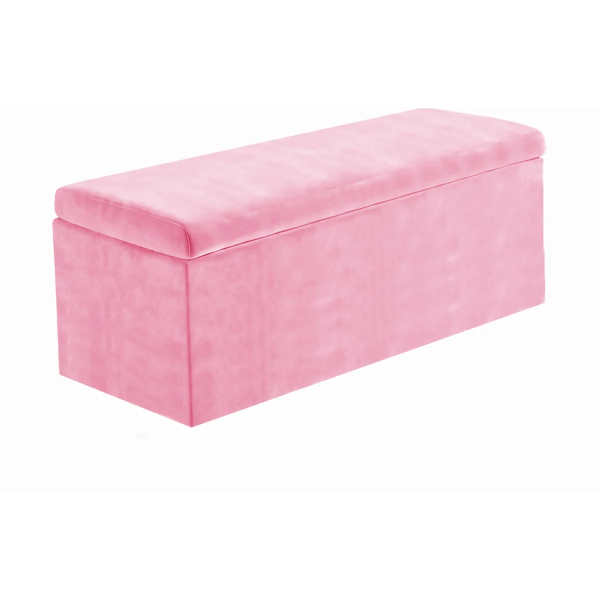 Large Plain Safar Storage Ottoman Box, Plush Velvet Upholstered Deep Storage End of Bed Bench - Pink Plush Velvet – image 4