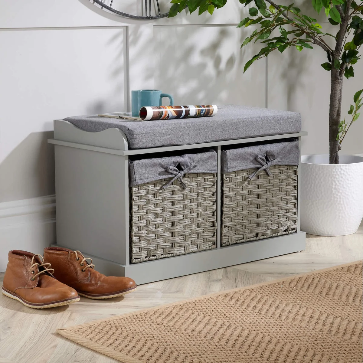 Malibu 2 Drawer Storage Bench - Grey – image 2