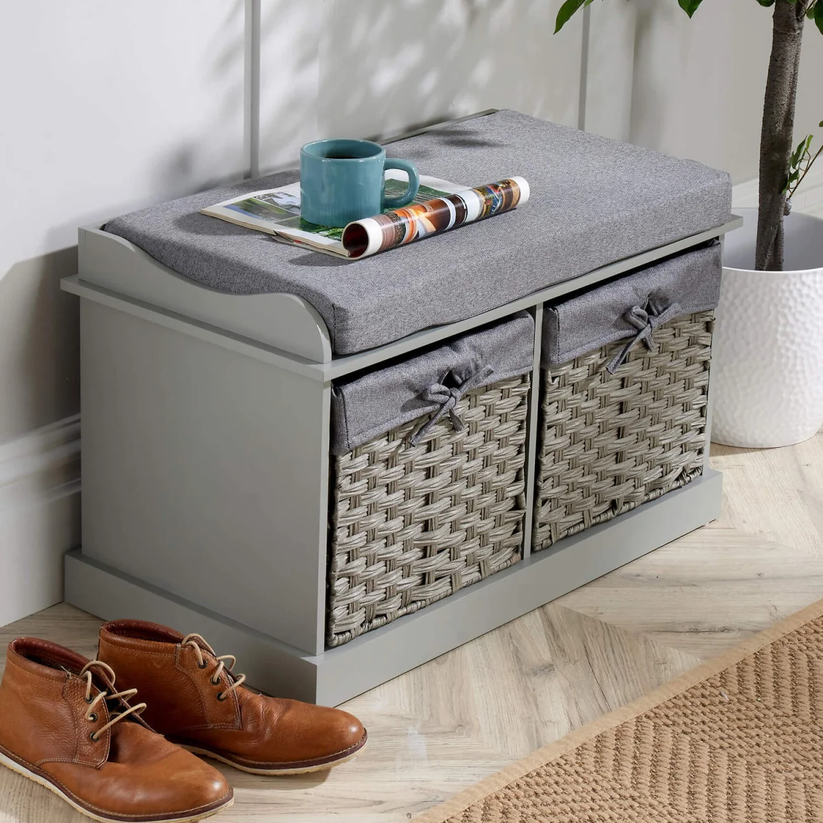 Malibu 2 Drawer Storage Bench - Grey – image 3