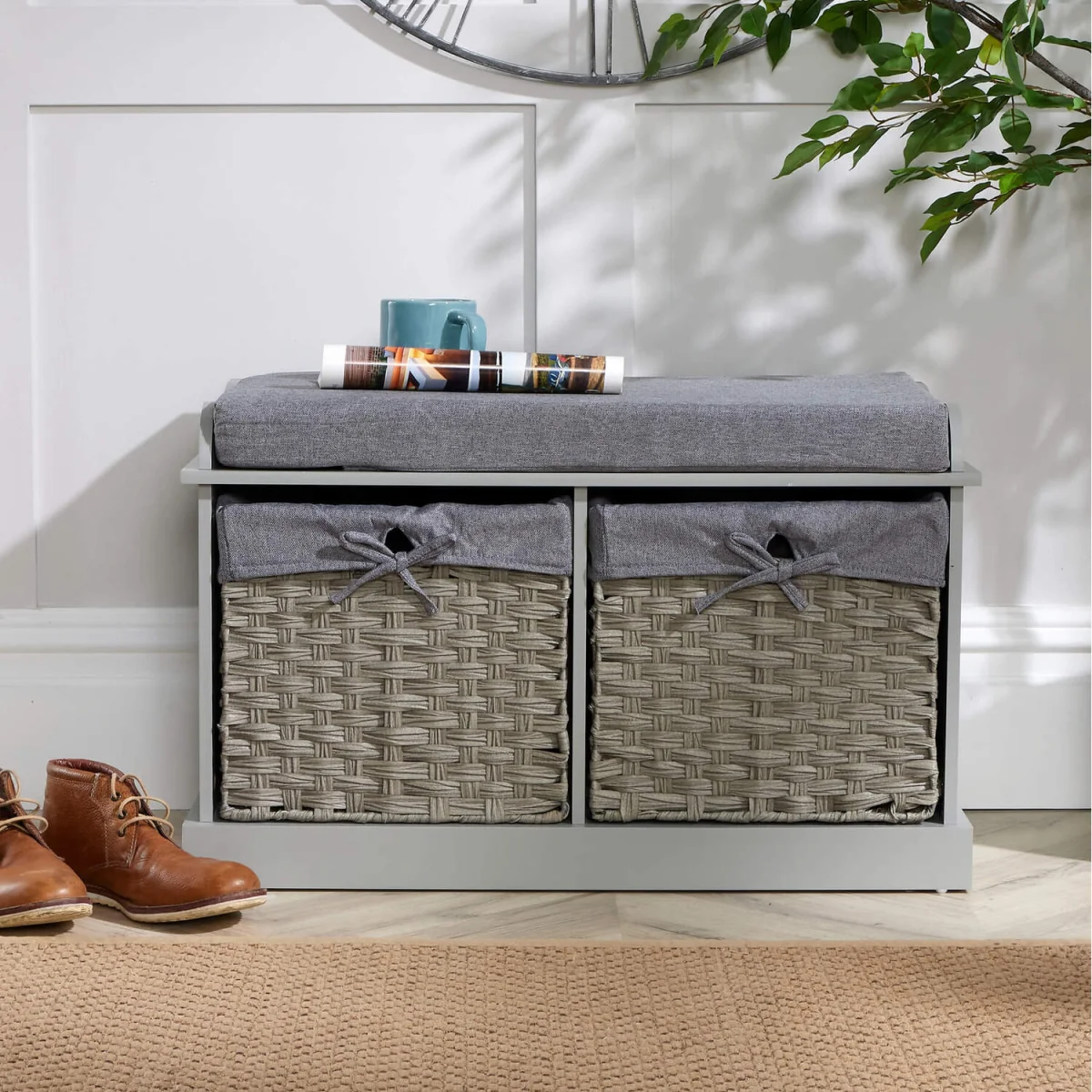 Malibu 2 Drawer Storage Bench - Grey – image 4