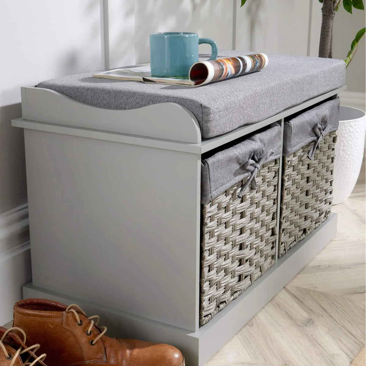 Malibu 2 Drawer Storage Bench - Grey – image 6