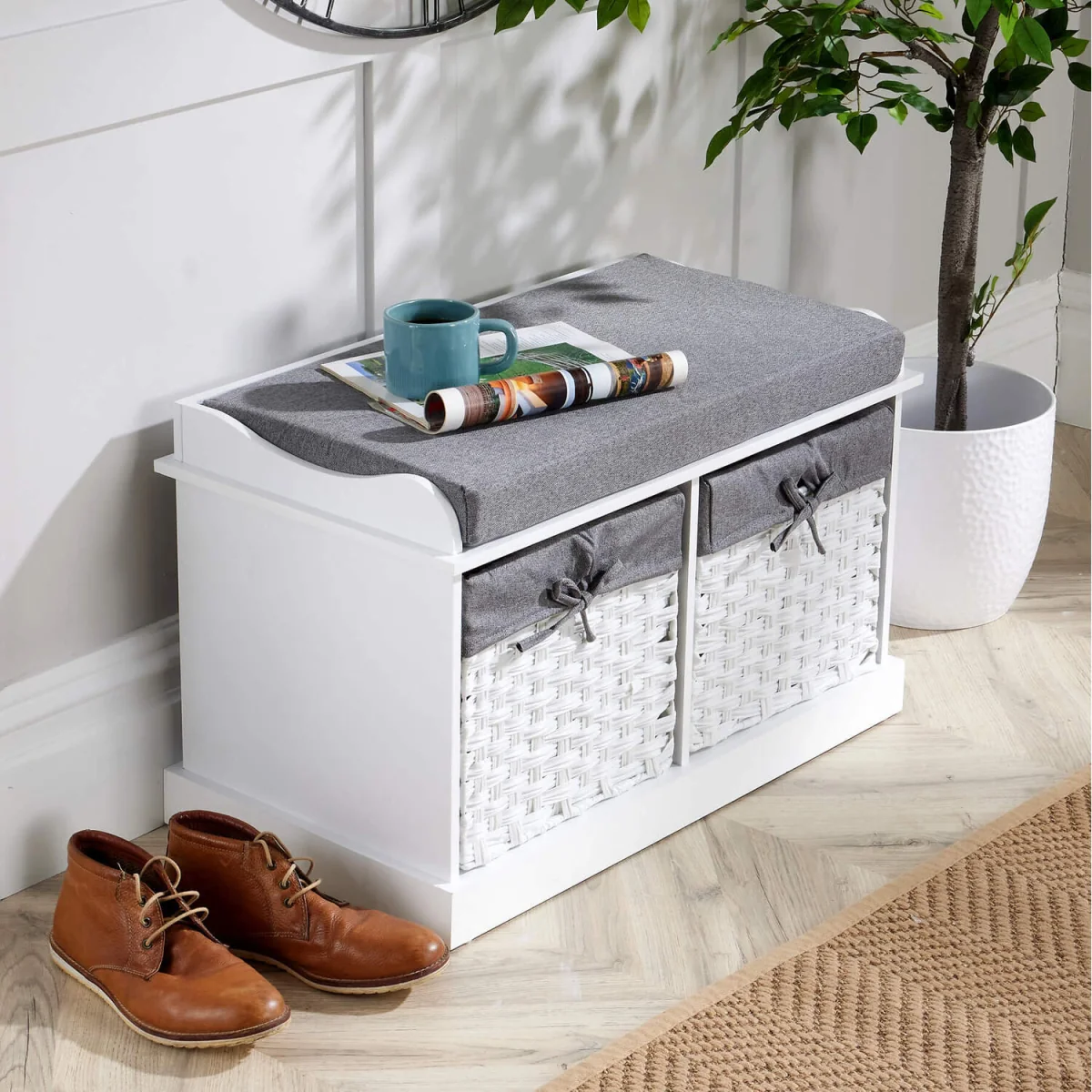Malibu 2 Drawer Storage Bench - White – image 3