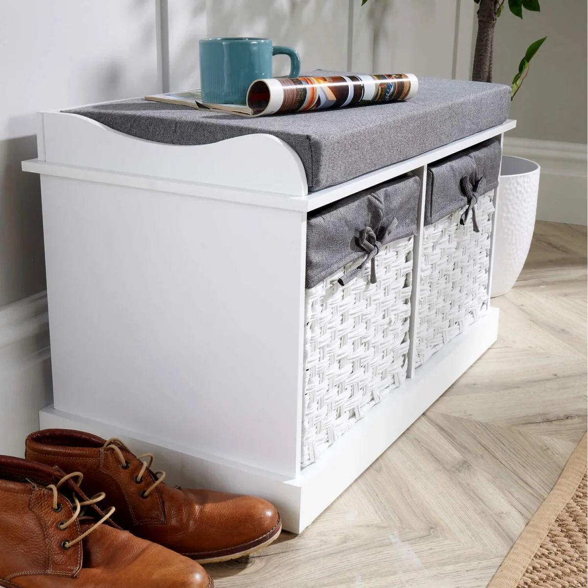 Malibu 2 Drawer Storage Bench - White – image 6