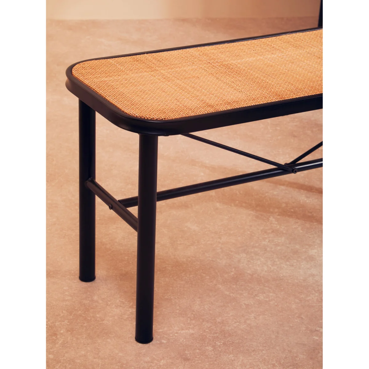 Depok Metal and Rattan Bench - Black – image 3