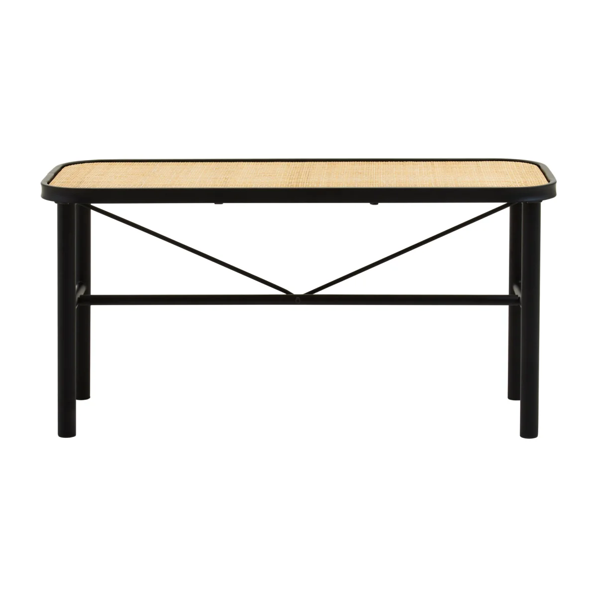 Depok Metal and Rattan Bench - Black – image 1