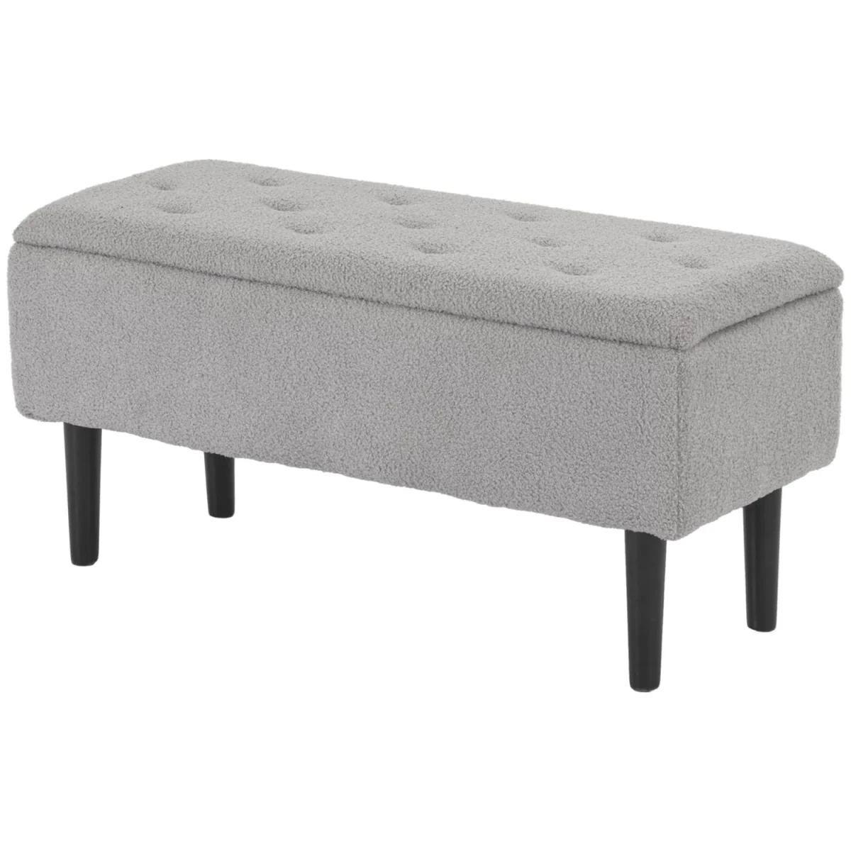 Vemovi Fabric Grey Storage Ottoman Bench With Wooden Legs, 57 Litre – image 3