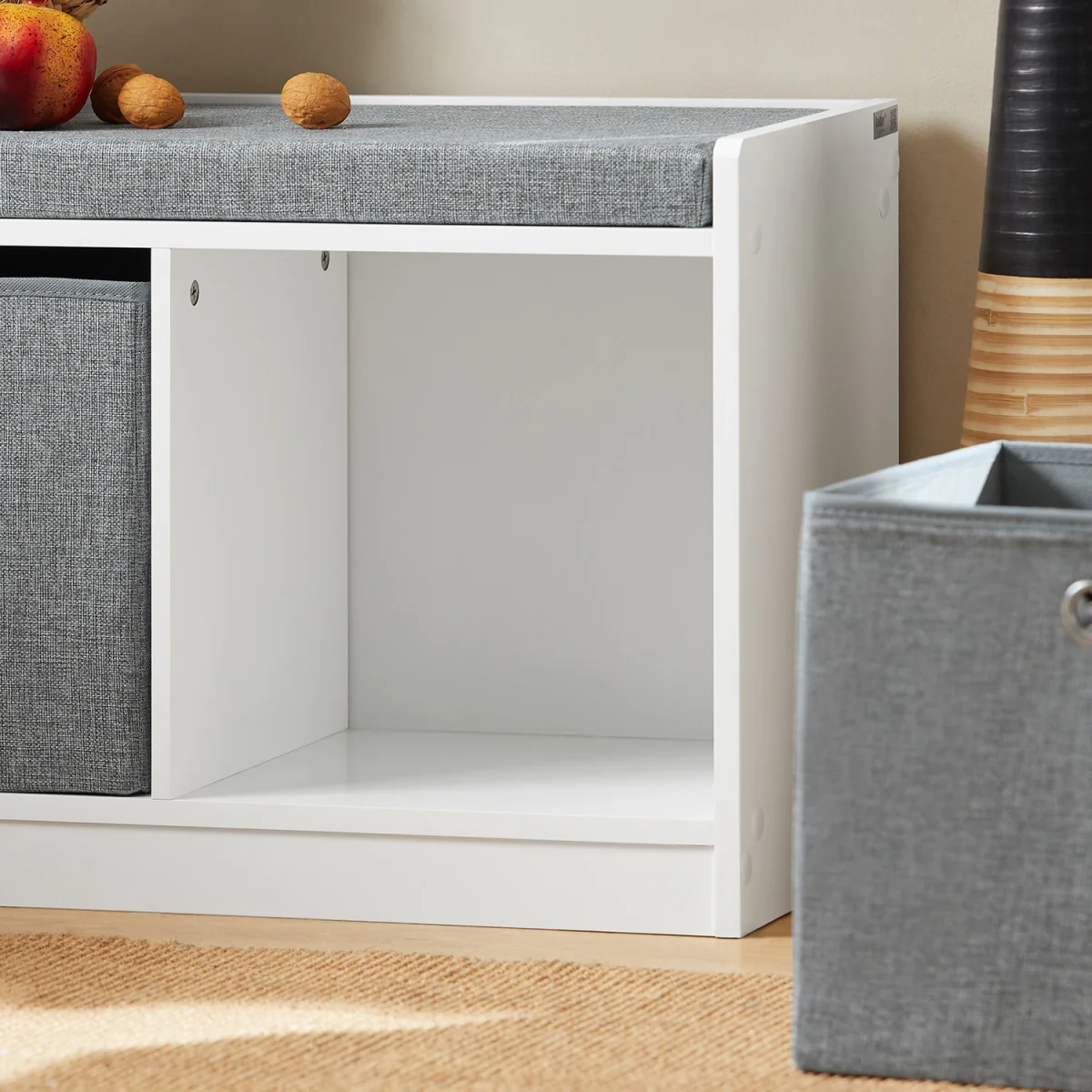SoBuy 2 Baskets Hallway Bedroom Storage Bench - Grey – image 5