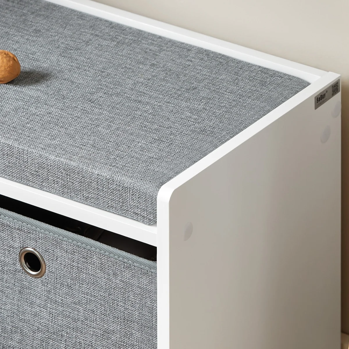 SoBuy 2 Baskets Hallway Bedroom Storage Bench - Grey – image 7