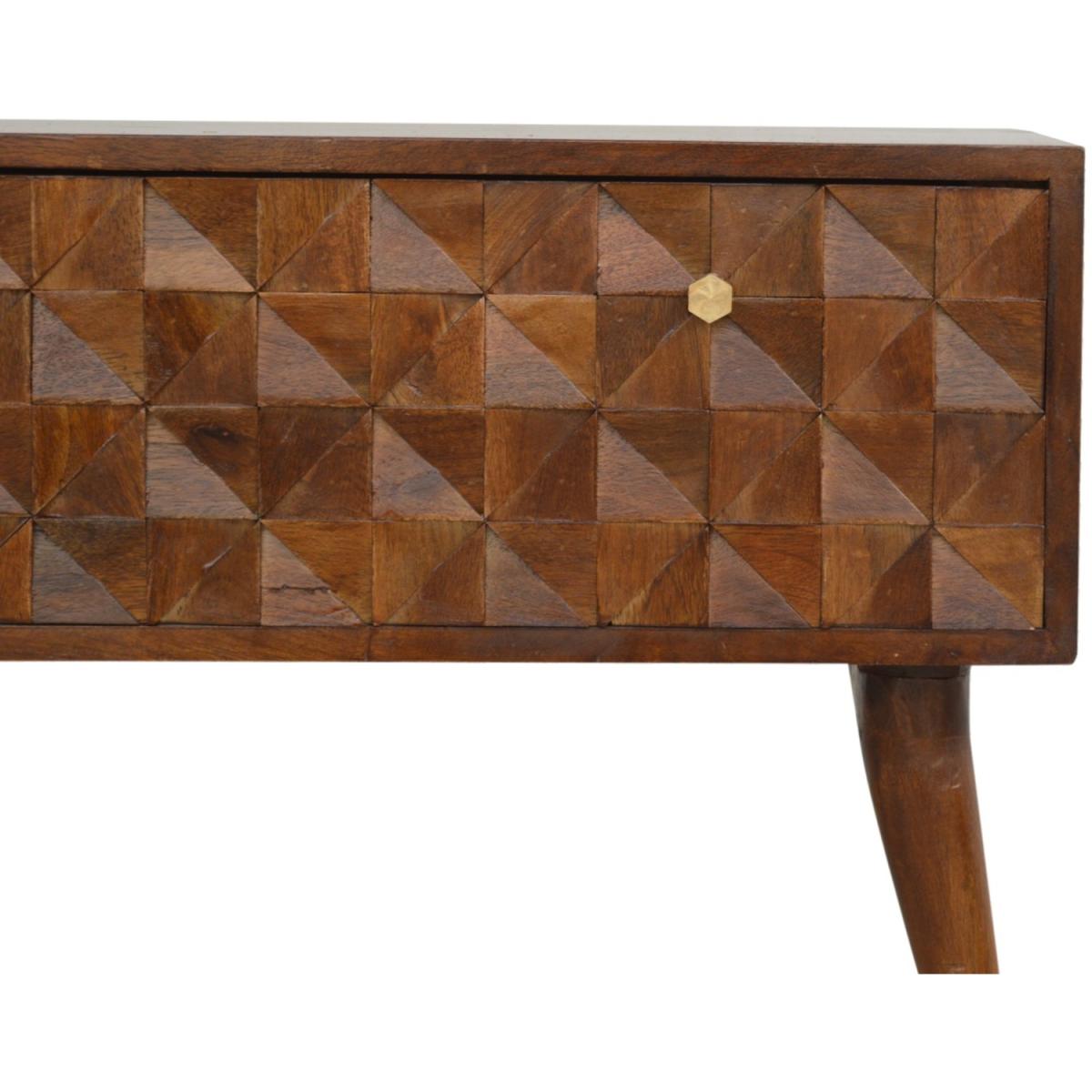 Chestnut Diamond Carved Storage Hallway Bench - Brown – image 3