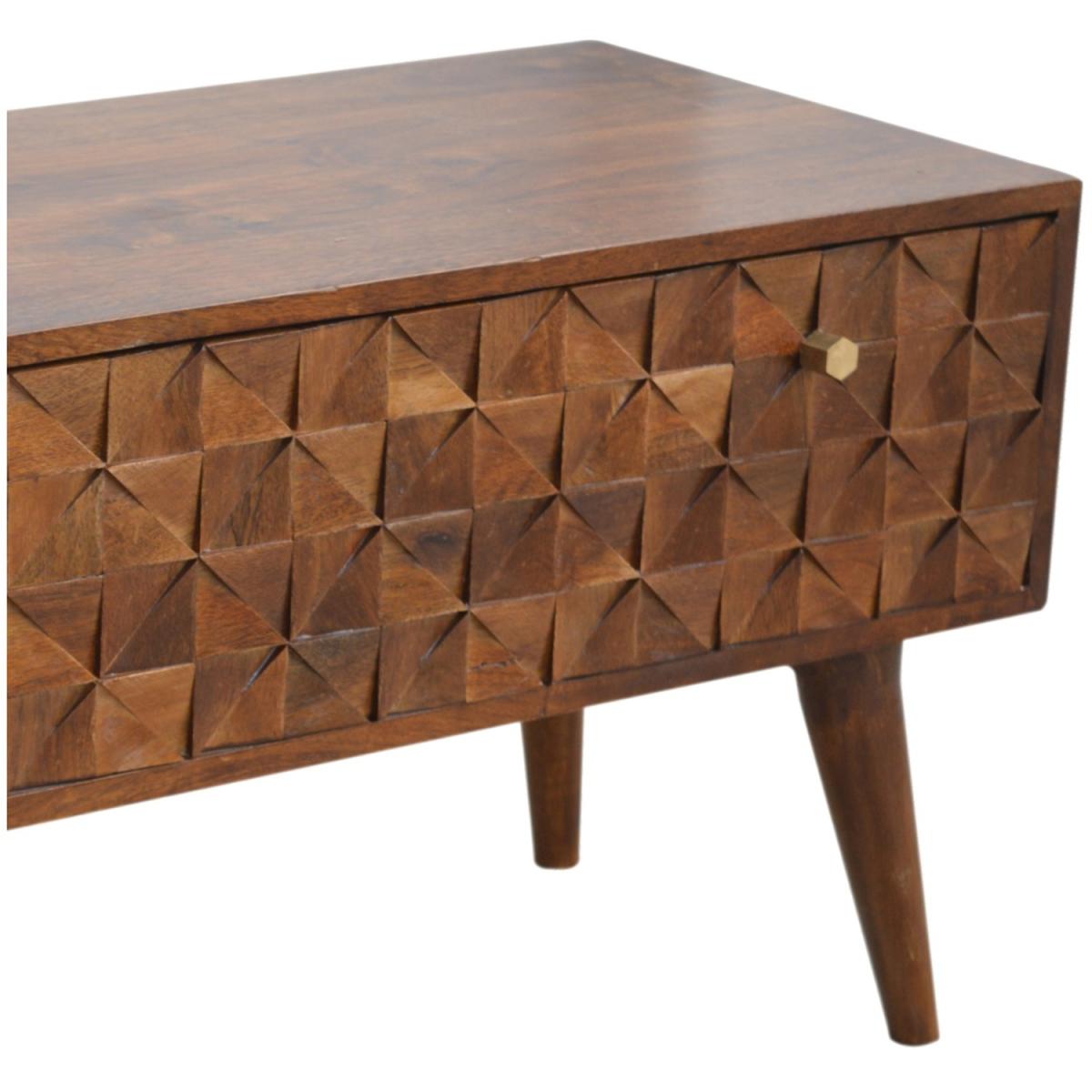 Chestnut Diamond Carved Storage Hallway Bench - Brown – image 4