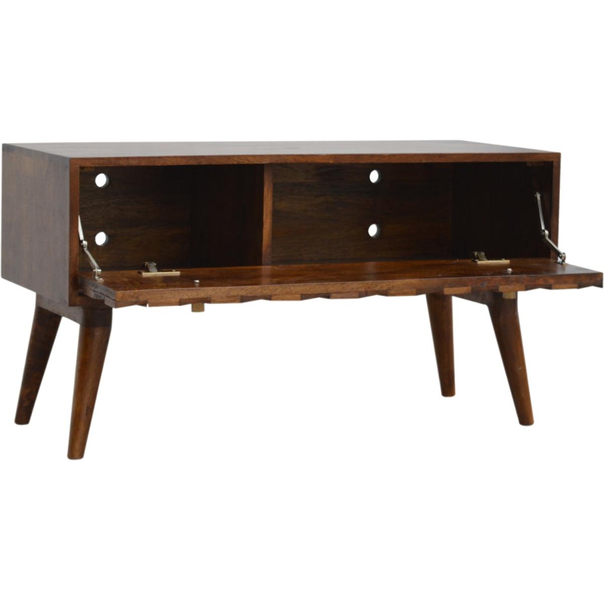 Chestnut Diamond Carved Storage Hallway Bench - Brown – image 6