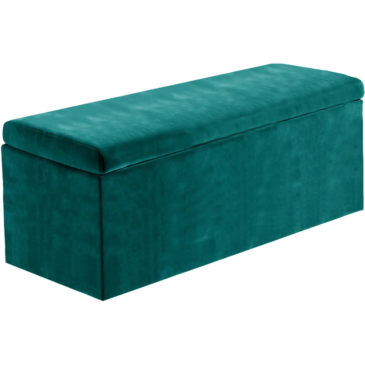Large Plain Safar Storage Ottoman Box, Plush Velvet Upholstered Deep Storage End of Bed Bench - Teal Plush Velvet – image 23