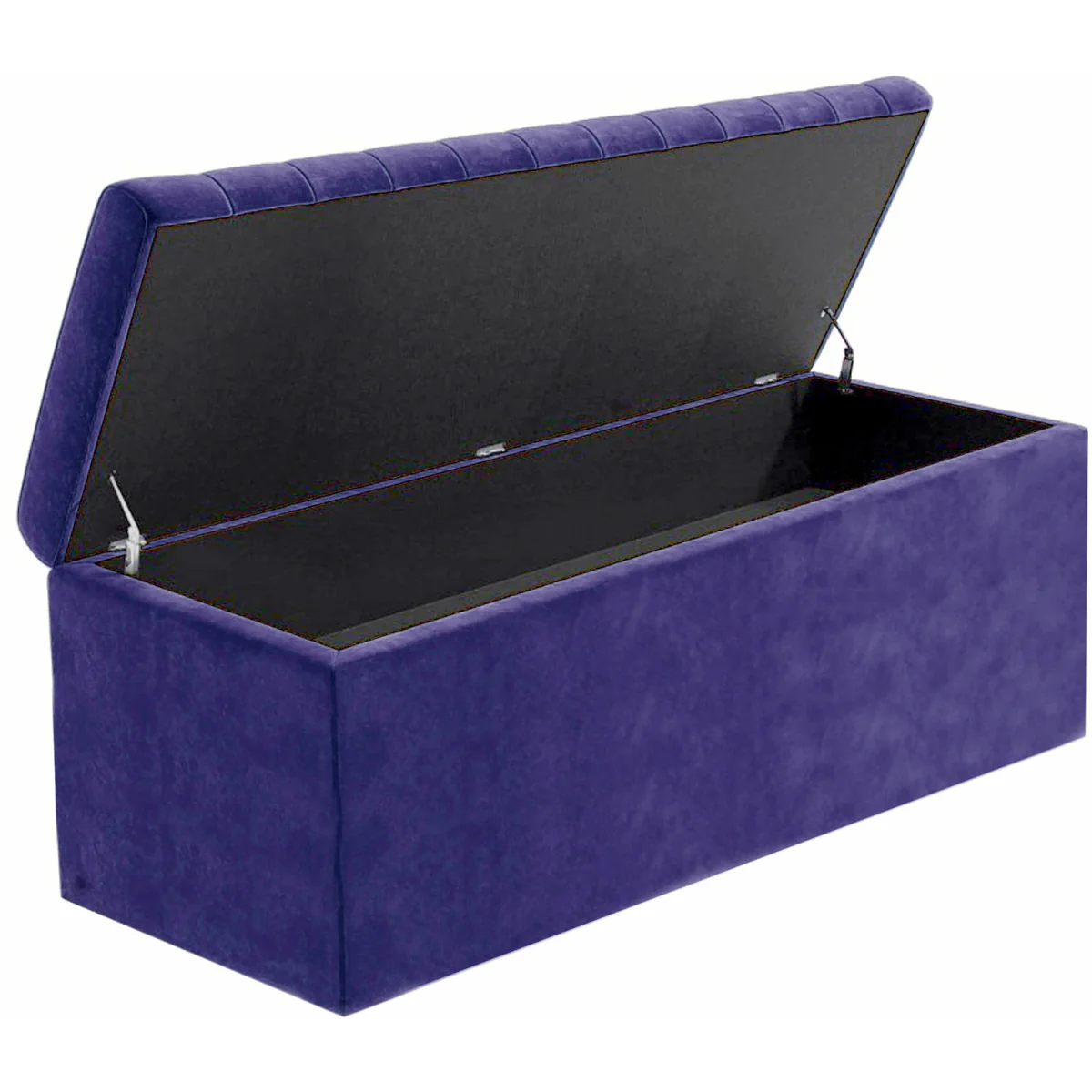 Large Plain Safar Storage Ottoman Box, Plush Velvet Upholstered Deep Storage End of Bed Bench - Teal Plush Velvet – image 25