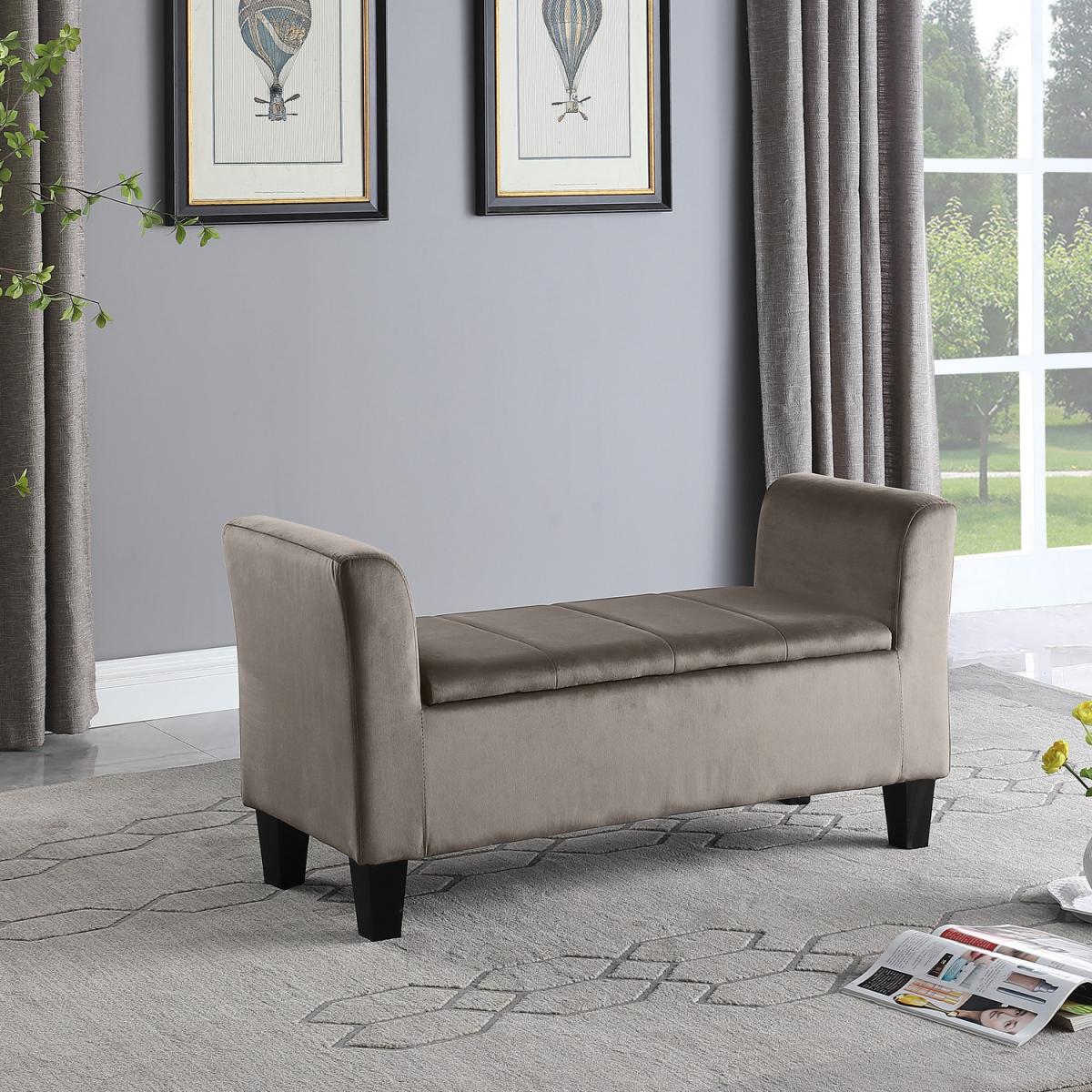 Amelia Storage Ottoman - Blue Velvet Effect - Oyster – image 2