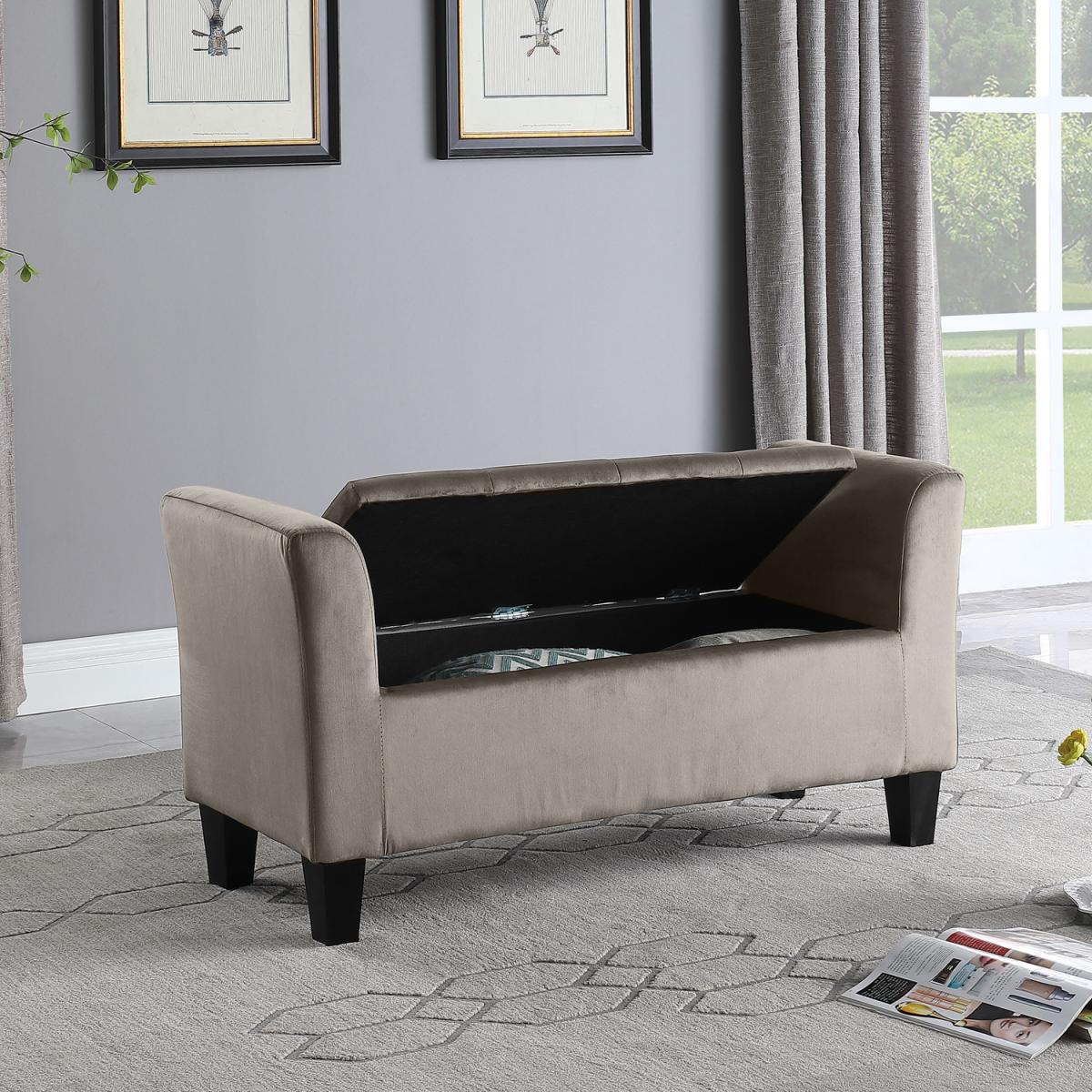 Amelia Storage Ottoman - Blue Velvet Effect - Oyster – image 3