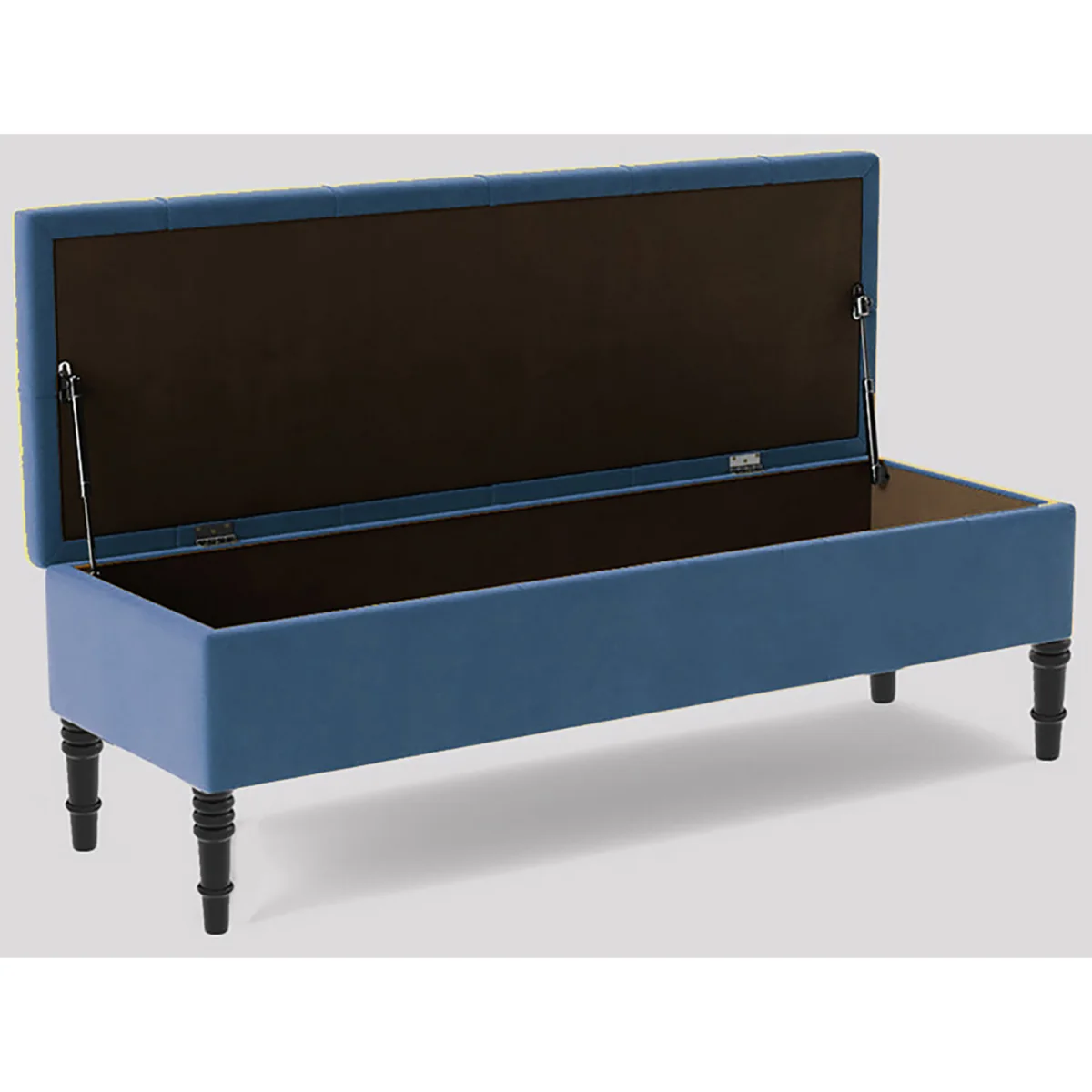 137cm Chesterfield Ottoman Storage Bench, Duck Egg Tufted Upholstered Velvet Ottoman Footstool - Duck Egg Plush Velvet – image 2