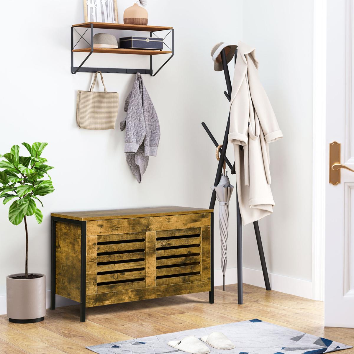 Industrial Storage Bench, Lift Top Storage Chest - Rustic brown – image 3
