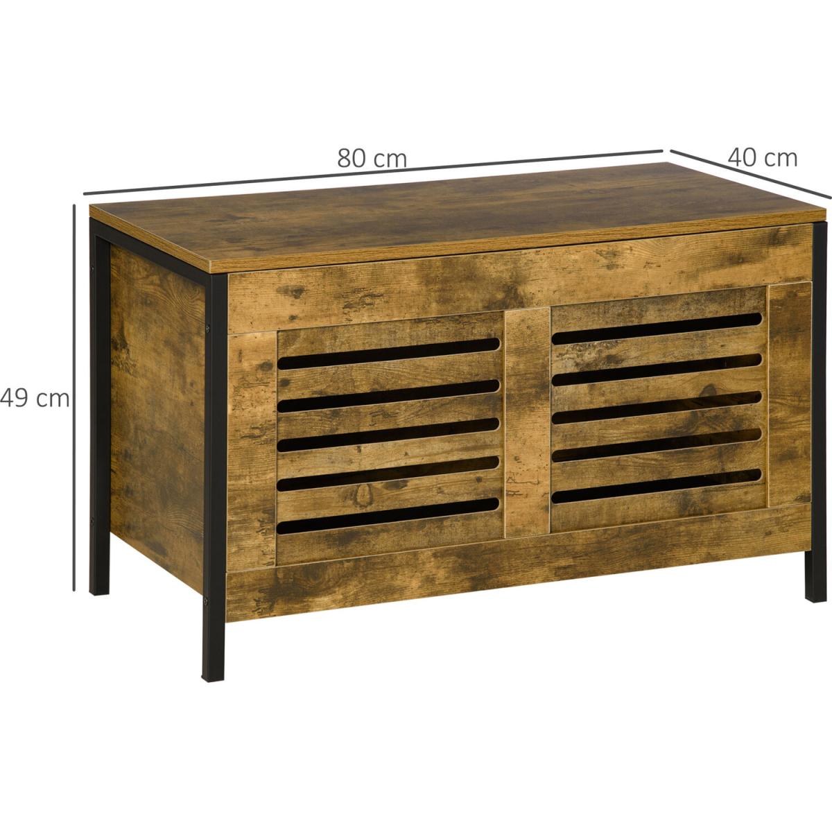 Industrial Storage Bench, Lift Top Storage Chest - Rustic brown – image 4
