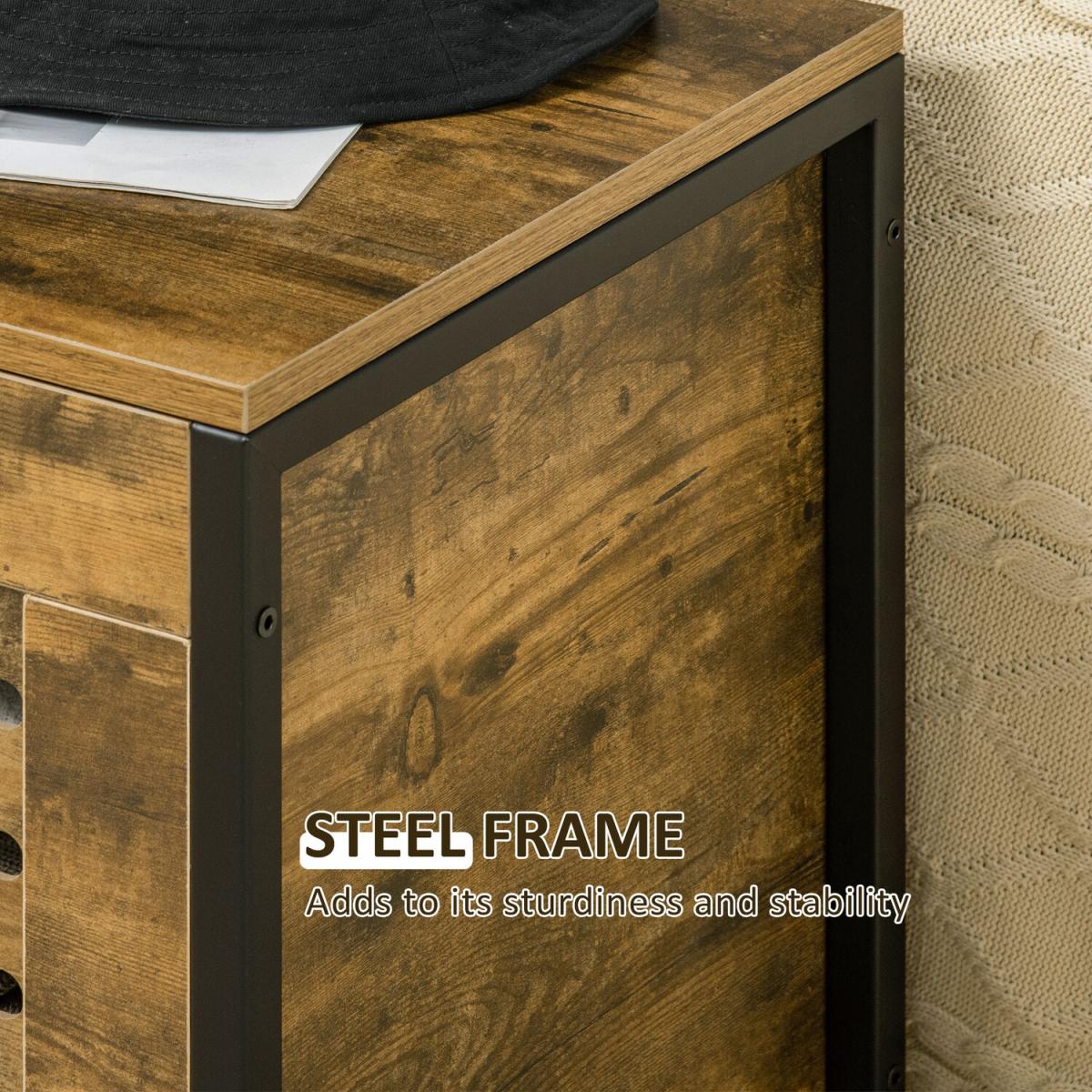 Industrial Storage Bench, Lift Top Storage Chest - Rustic brown – image 6