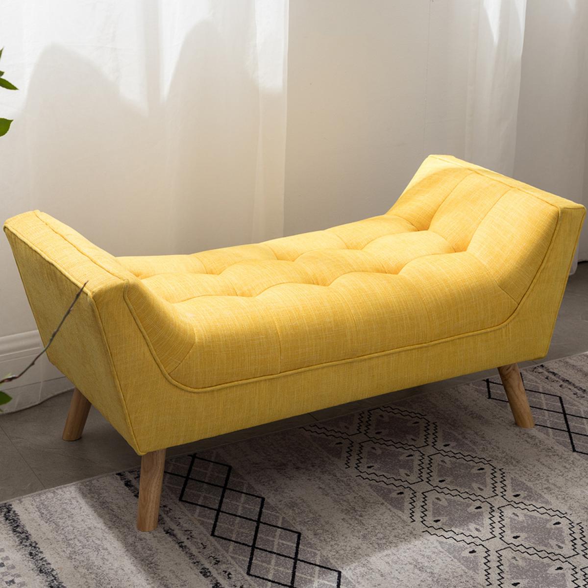 Chenille Button Upholstered Ottoman Window Seat Bed Bench - Grey – image 13