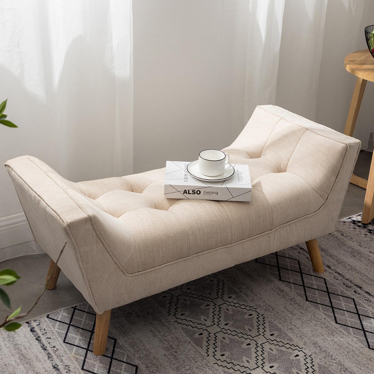 Chenille Button Upholstered Ottoman Window Seat Bed Bench - Grey – image 5