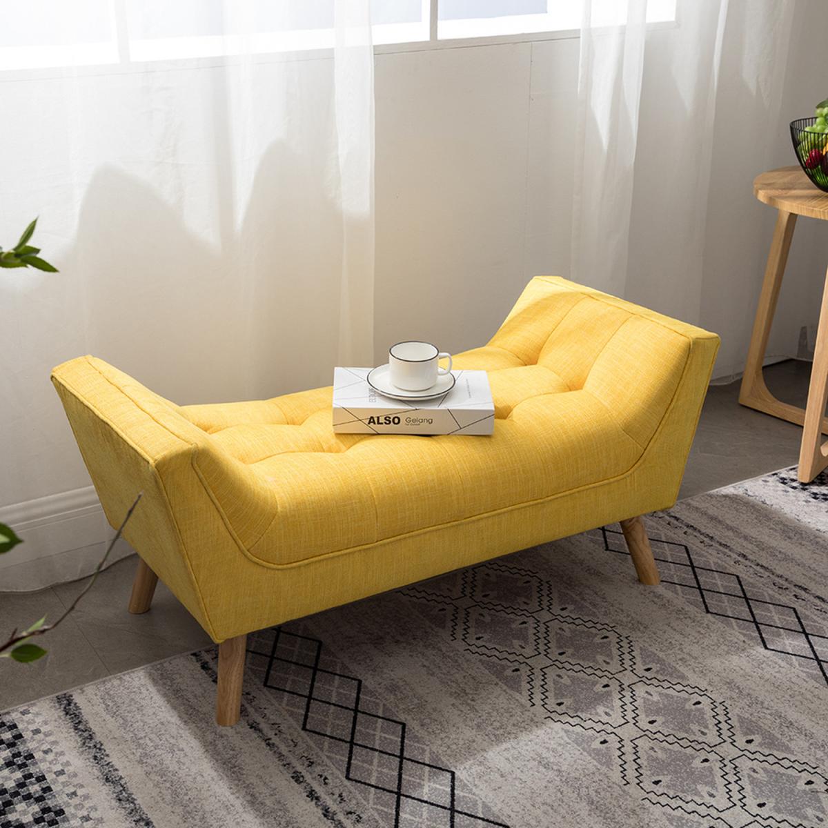 Chenille Button Upholstered Ottoman Window Seat Bed Bench - Grey – image 6