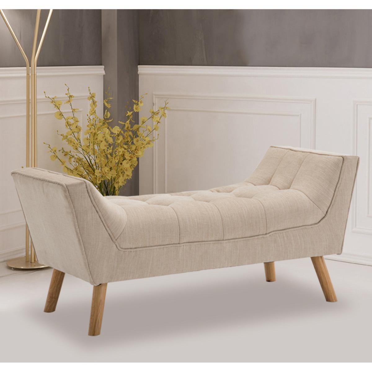 Chenille Button Upholstered Ottoman Window Seat Bed Bench - Grey – image 9