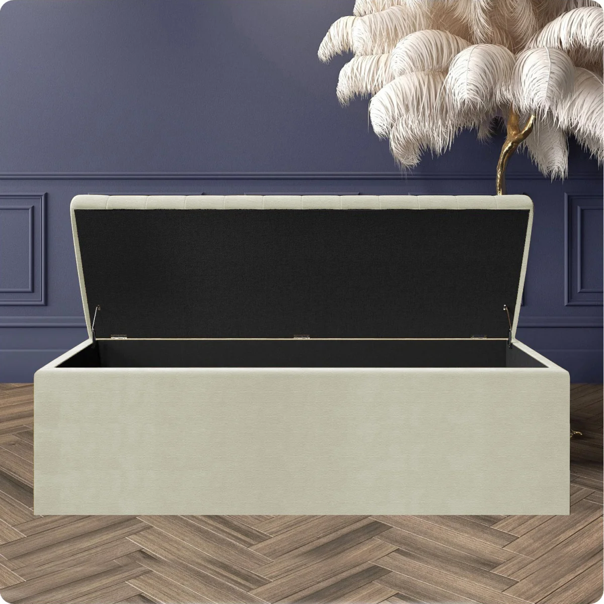 Safar Naples Ottoman Storage Box, Purple Striped Upholstered Blanket Chest & End of Bed Bench - Brown Naples – image 12