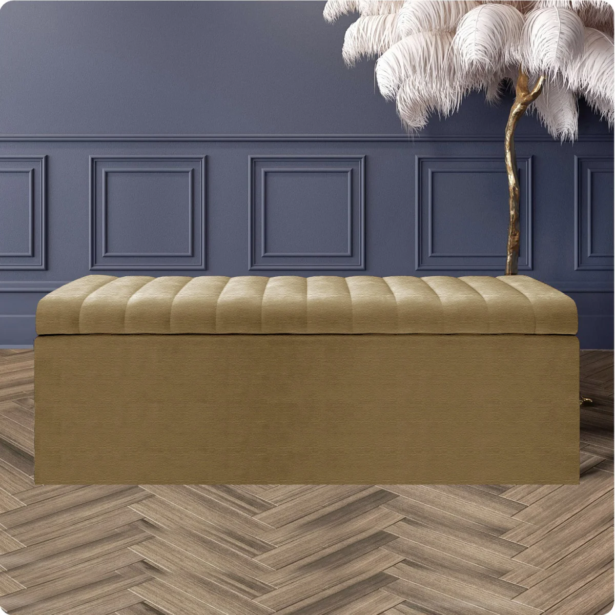 Safar Naples Ottoman Storage Box, Purple Striped Upholstered Blanket Chest & End of Bed Bench - Brown Naples – image 1