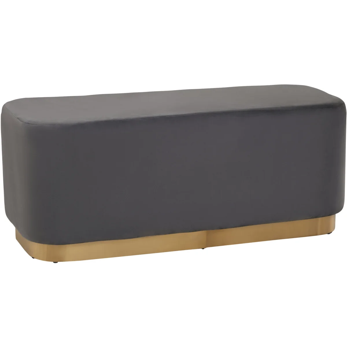Hartford Grey Velvet Bench with Matte Gold Base - Grey – image 2