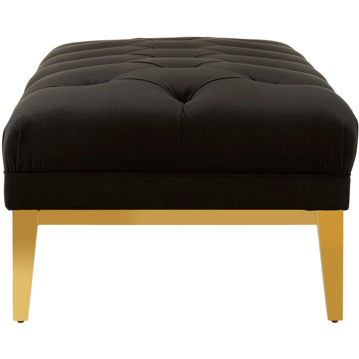 Piermount Black Velvet Button Tufted Bench - Black, Gold – image 3