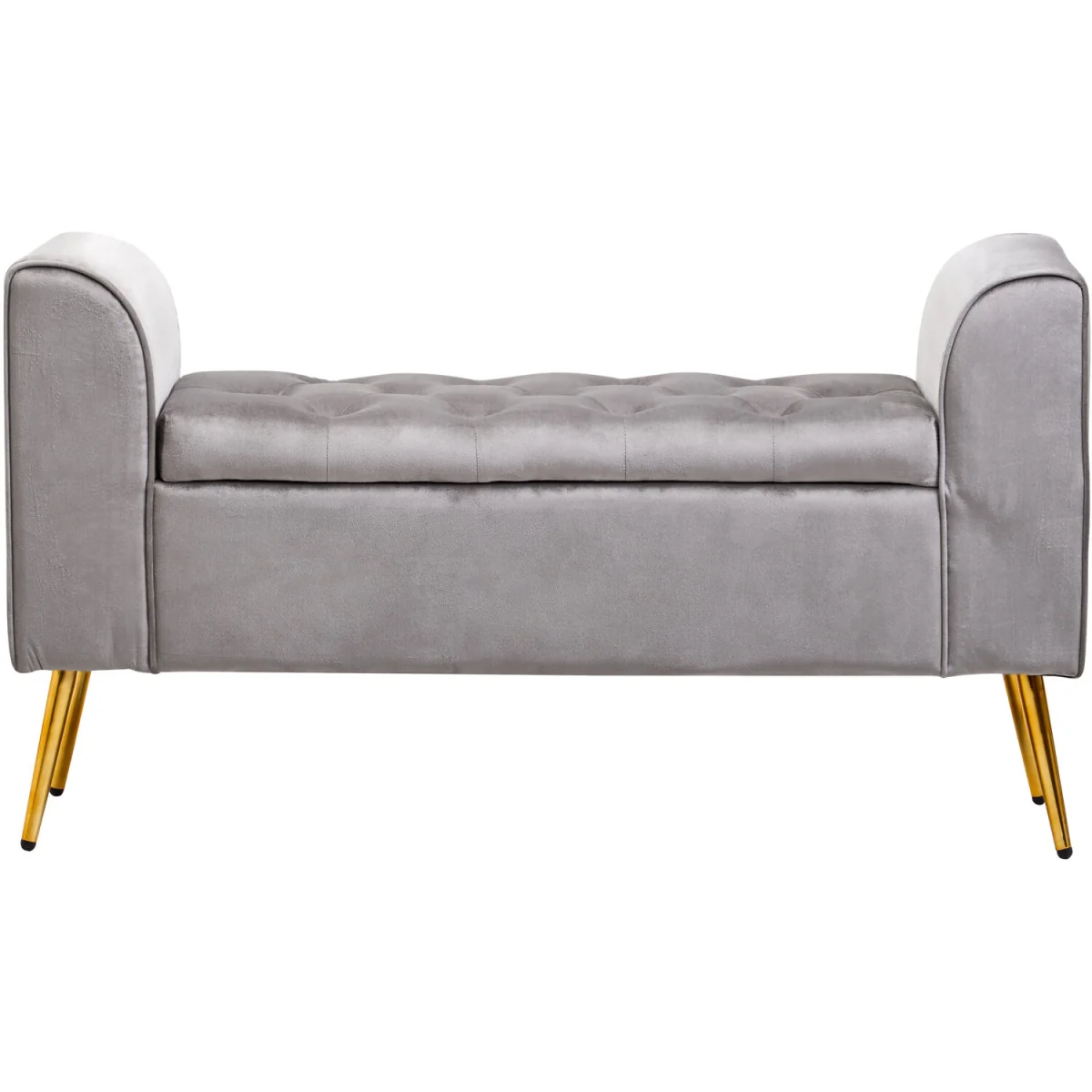 Loretta Grey Velvet Ottoman Storage Bench - Grey – image 2